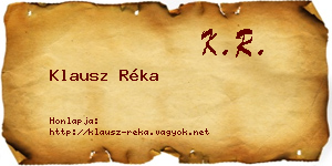 Klausz Réka névjegykártya